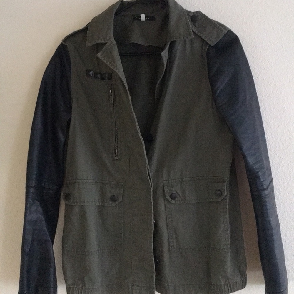 Leather and denim jacket